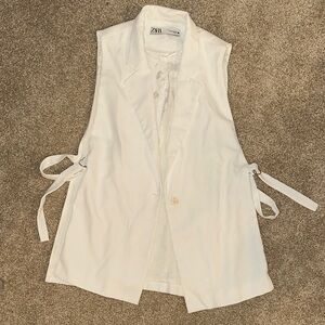 Zara White Sleeveless Vest with Side Ties